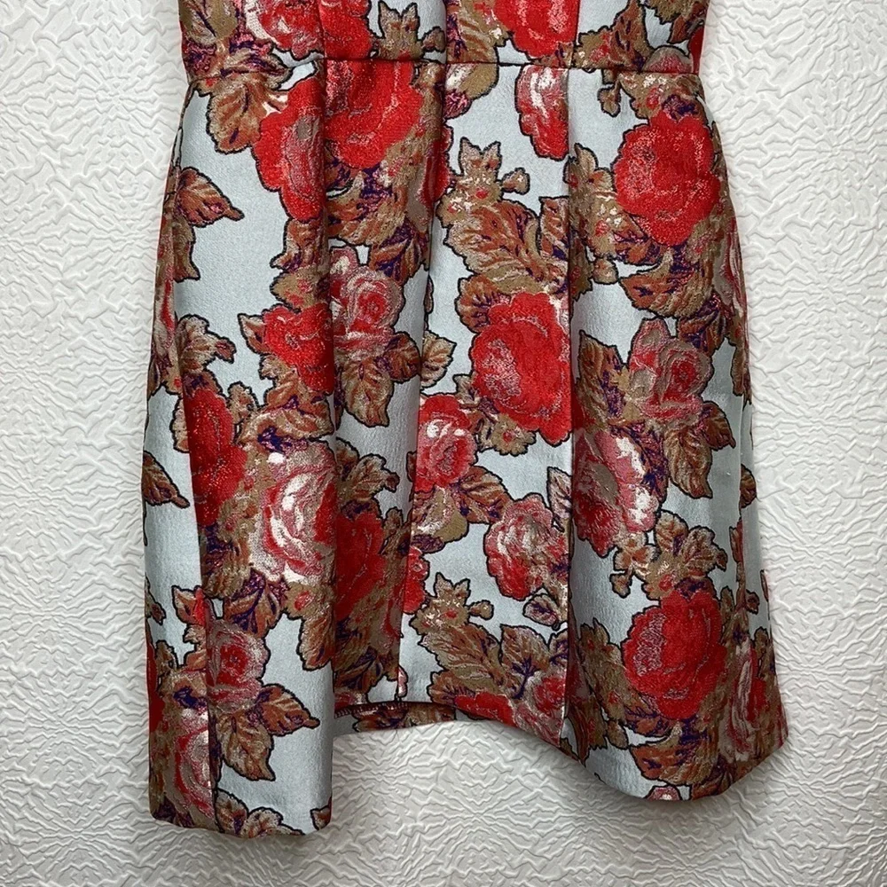 Topshop Women’s Metallic Floral Print Sleeveless Mini Dress Size 4 NWT - Picture 8 of 14